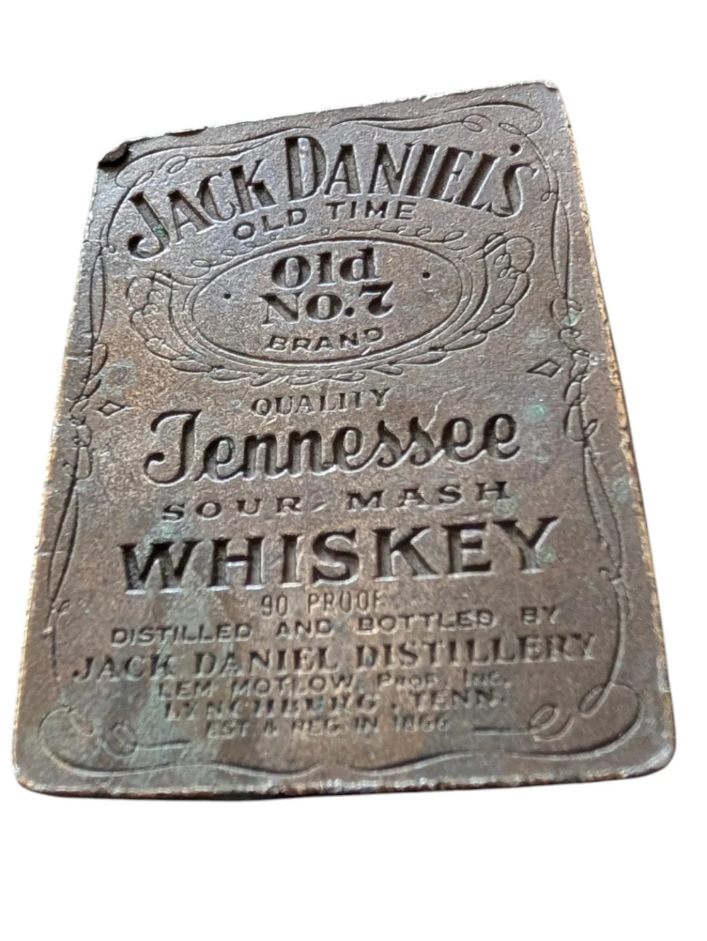 Vintage 70s 80s Jack Daniel's Tennessee Whiskey Bronze Belt Buckle.